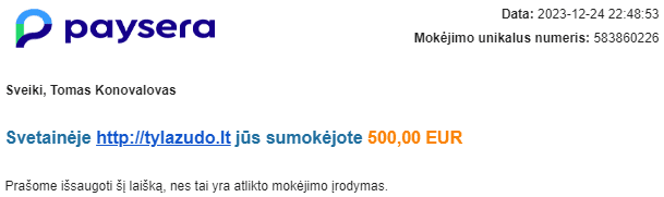 Euroleague 2023 mokėjimas